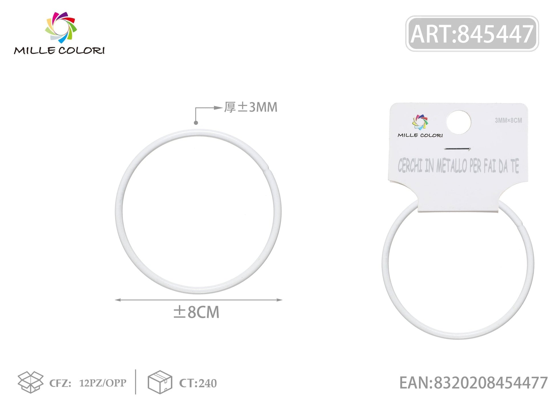 Cerchi in metallo per borse 3.0mm*8cm bianco 2pz - WE MAKE DIY - MILLE COLORI