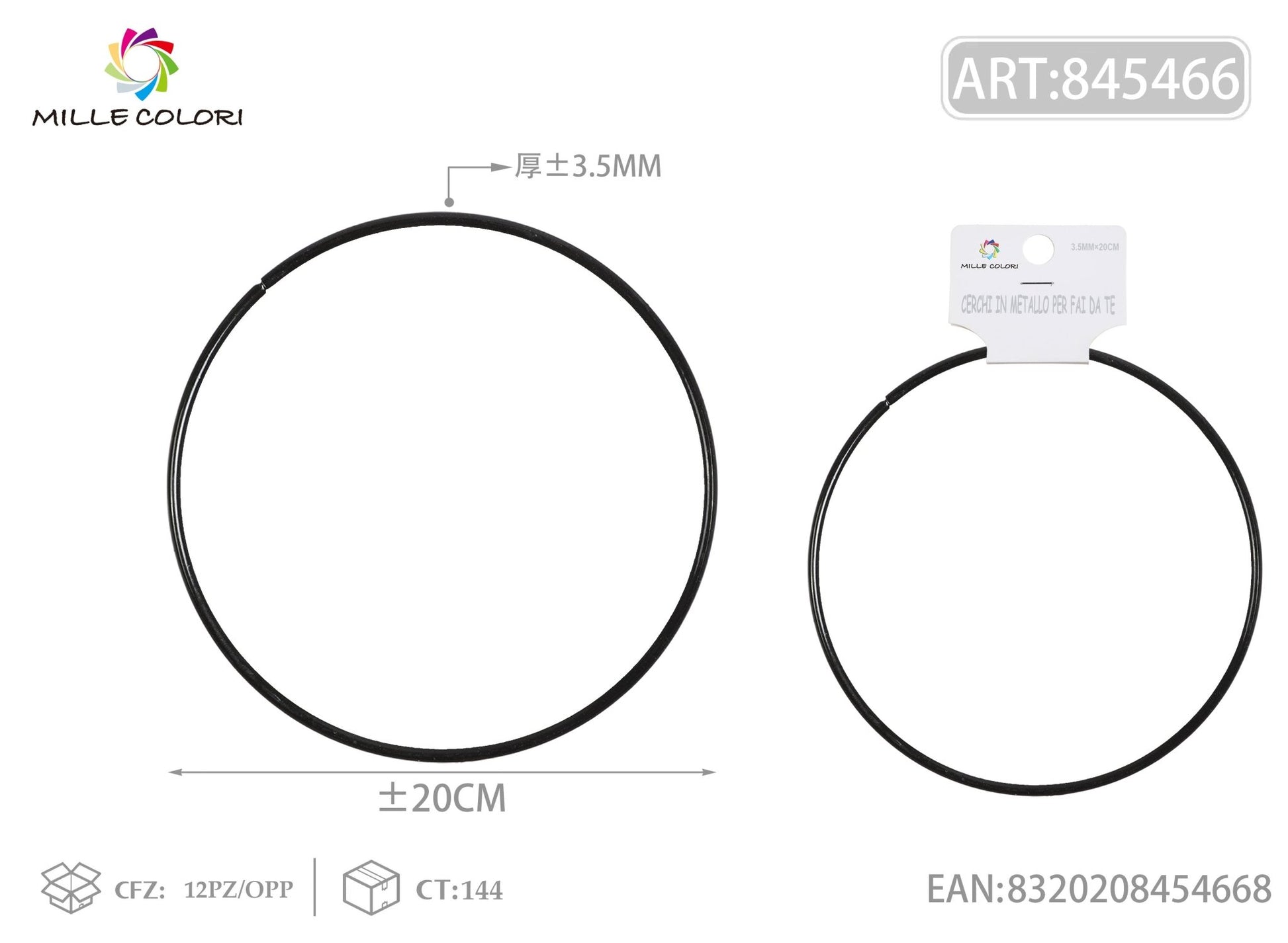 Cerchi in metallo per borse 3.5mm*20cm nero 2pz - WE MAKE DIY - MILLE COLORI