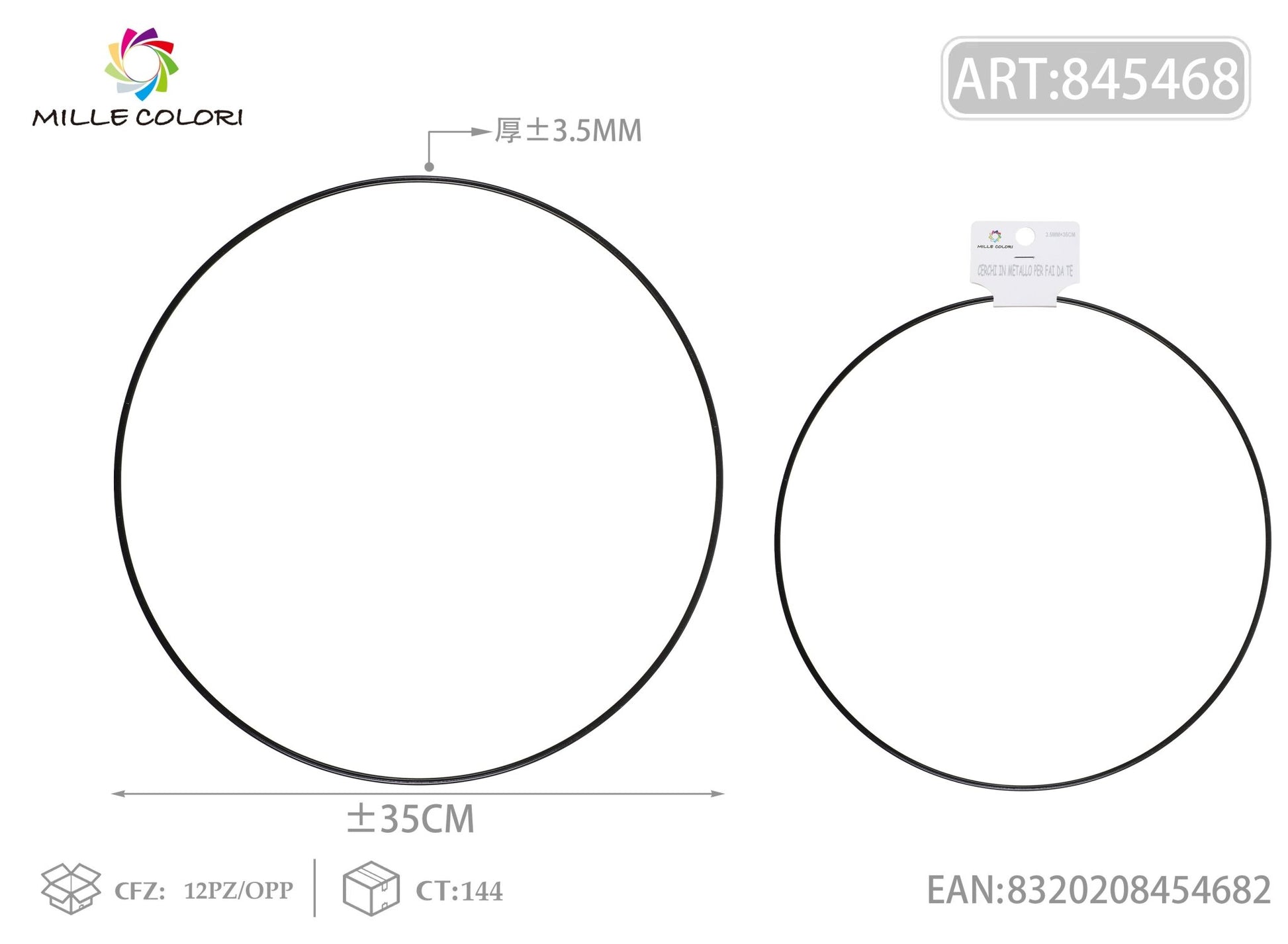 Cerchi in metallo per borse 3.5mm*35cm nero 2pz - WE MAKE DIY - MILLE COLORI
