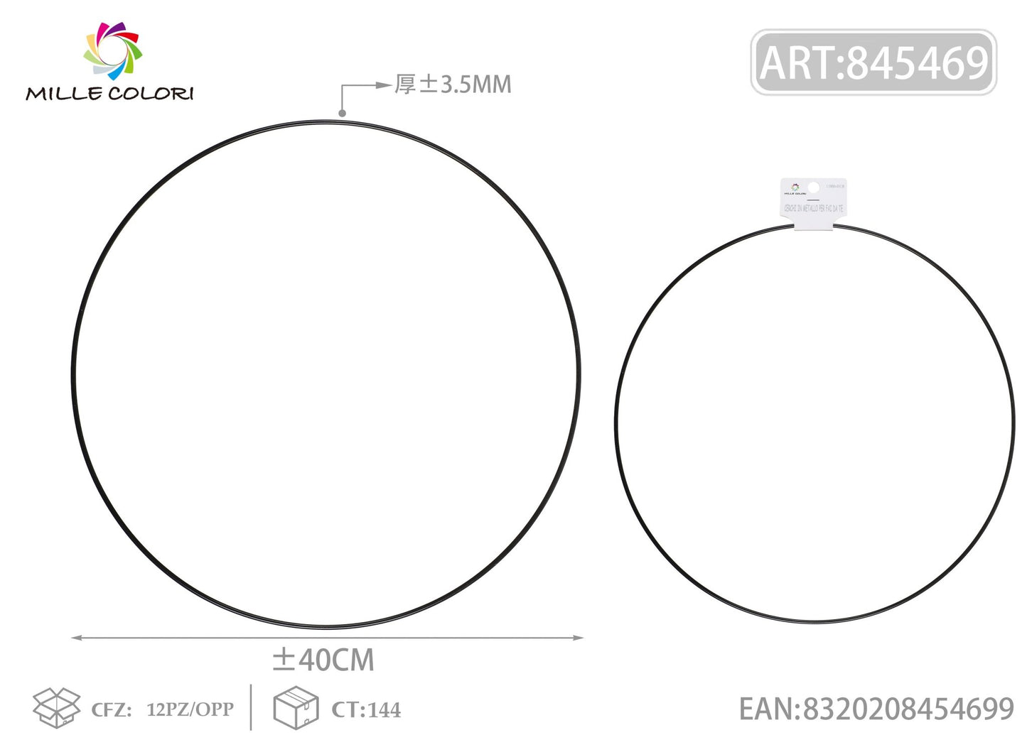 Cerchi in metallo per borse 3.5mm*40cm nero 2pz - WE MAKE DIY - MILLE COLORI