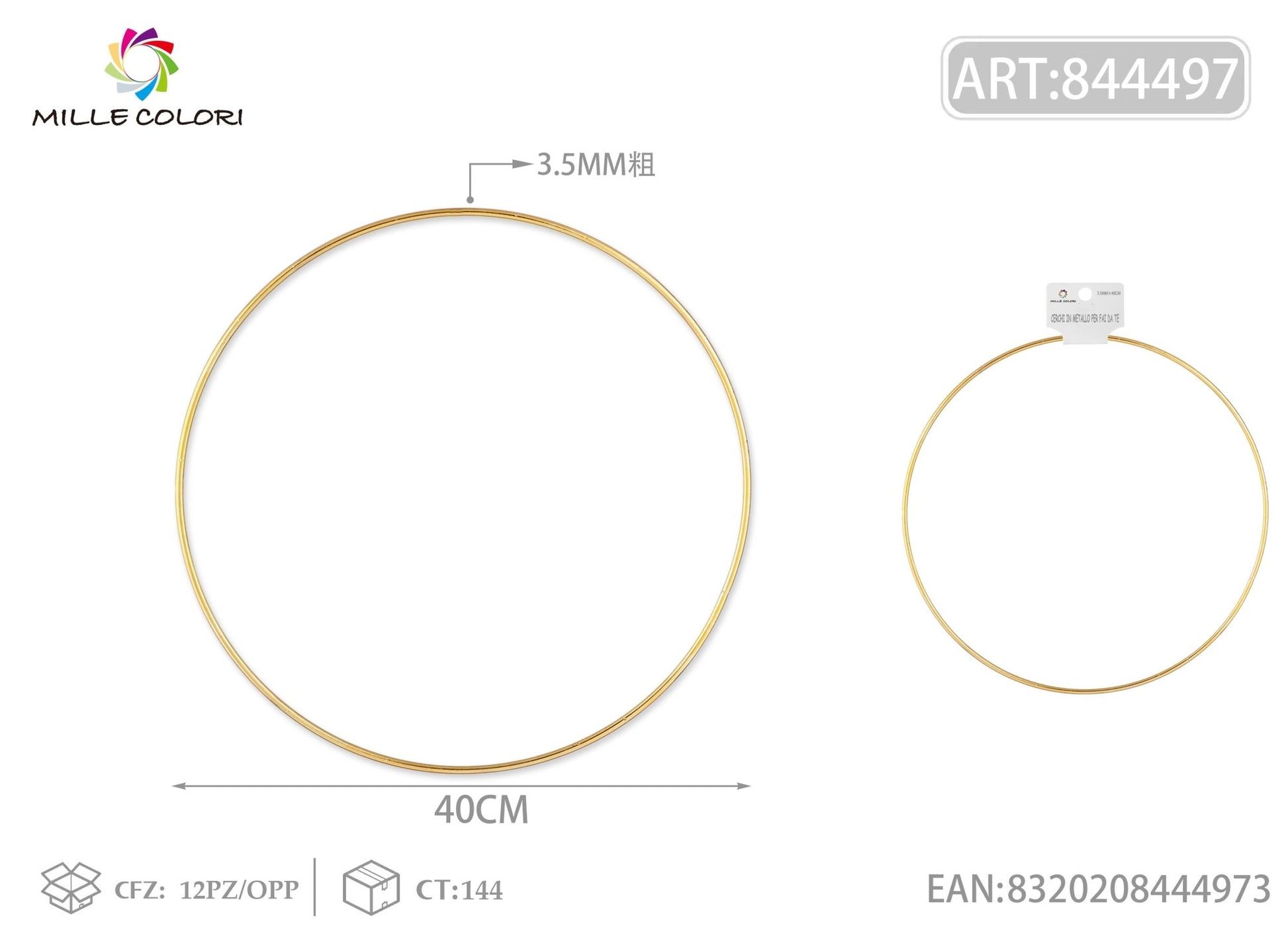 Cerchi in metallo per borse 3.5mm*40cm oro 2pz - WE MAKE DIY - MILLE COLORI