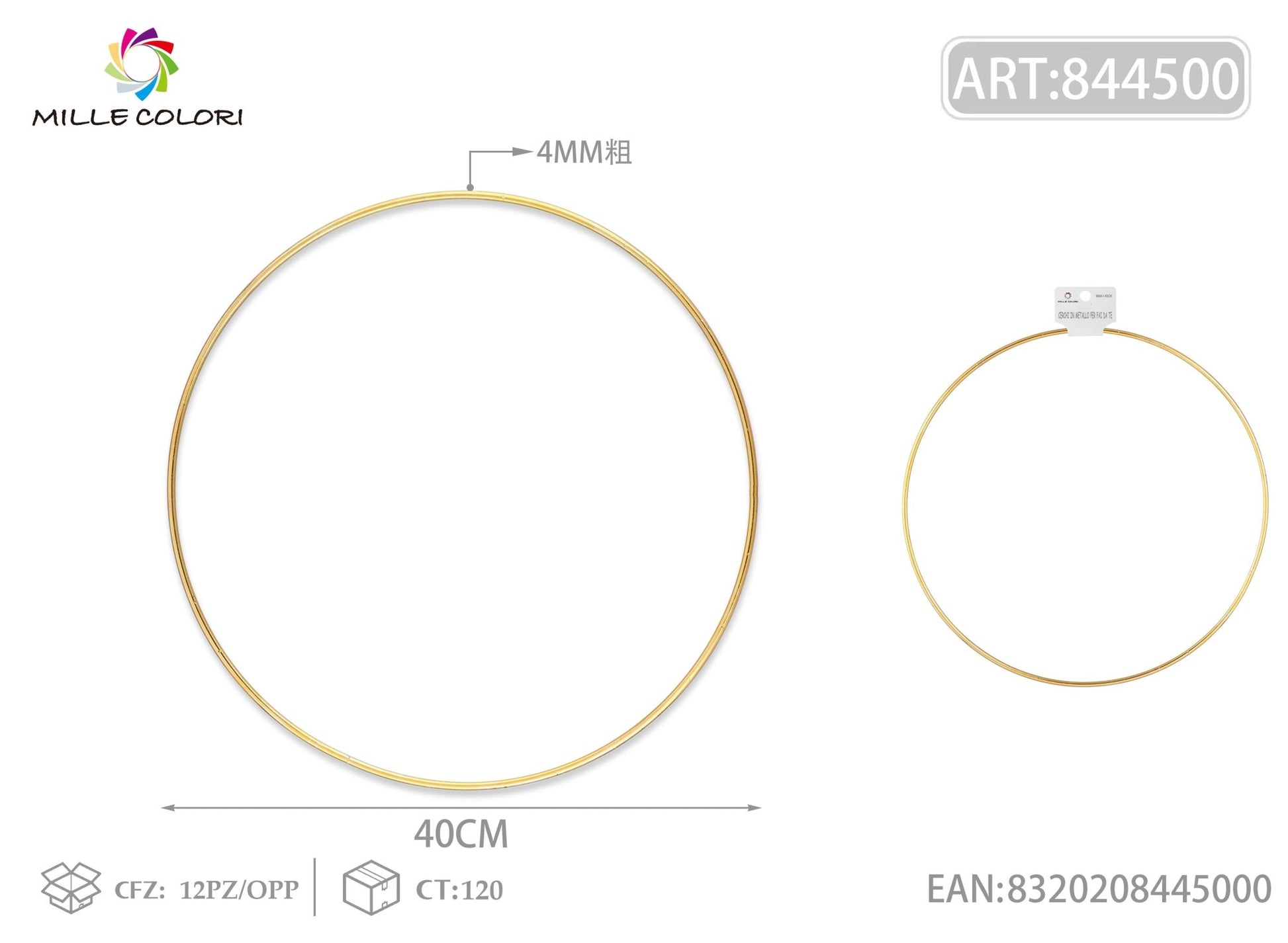 Cerchi in metallo per borse 4.0mm*40cm oro 2pz - WE MAKE DIY - MILLE COLORI