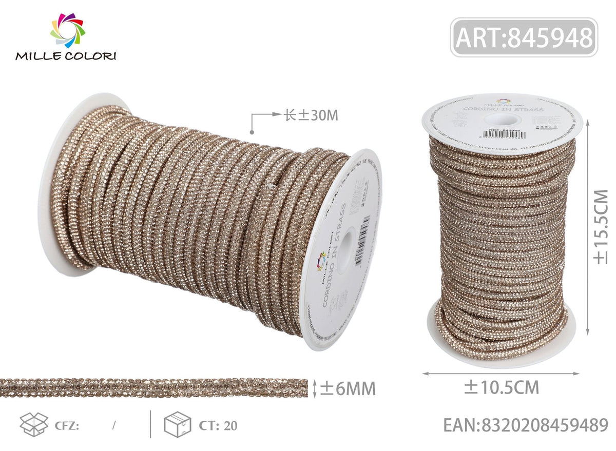 Champagne – Cordino Strass 3,5 mm/30 m – Tutti i Colori – Immagine 4 di 4