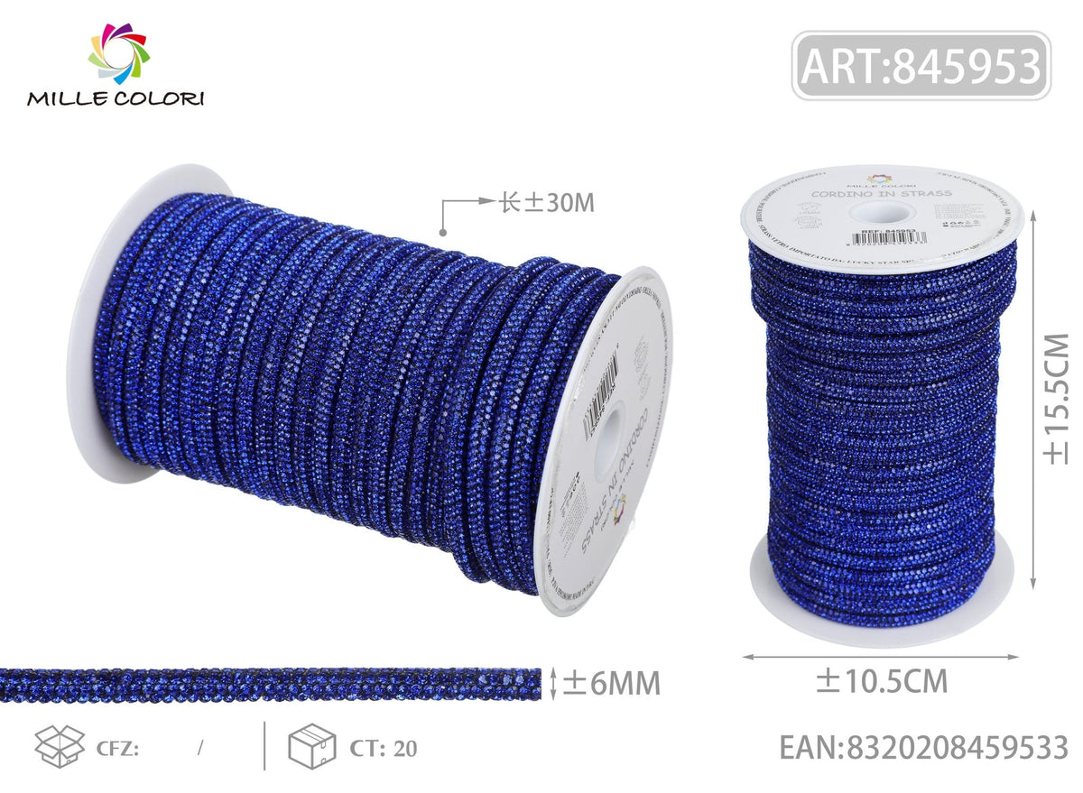 Blu – Cordino Strass 3,5 mm/30 m – Tutti i Colori – Immagine 4 di 4