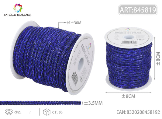 Cordino Strass Blu per Borse Handmade – Rotolo 30 Metri | Mille Colori - WE MAKE DIY - MILLE COLORI
