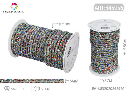 Multicolore – Cordino Strass 6 mm/30 m – Tutti i Colori – Immagine 1 di 4