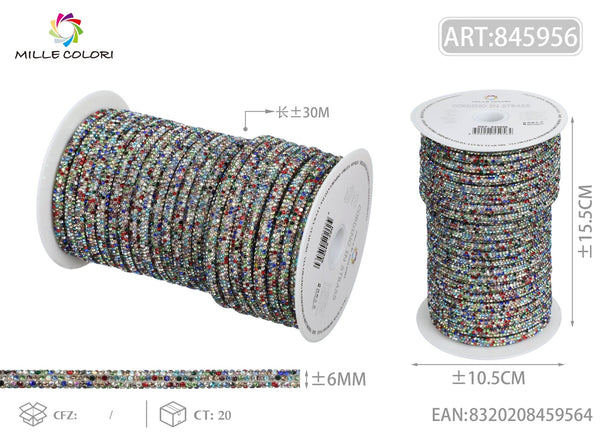 Multicolore – Cordino Strass 6 mm/30 m – Tutti i Colori – Immagine 1 di 4
