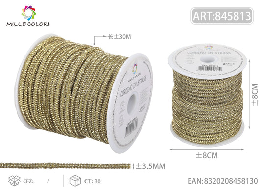 Cordino Strass Oro per Borse Handmade – Rotolo 30 Metri | Mille Colori - WE MAKE DIY - MILLE COLORI