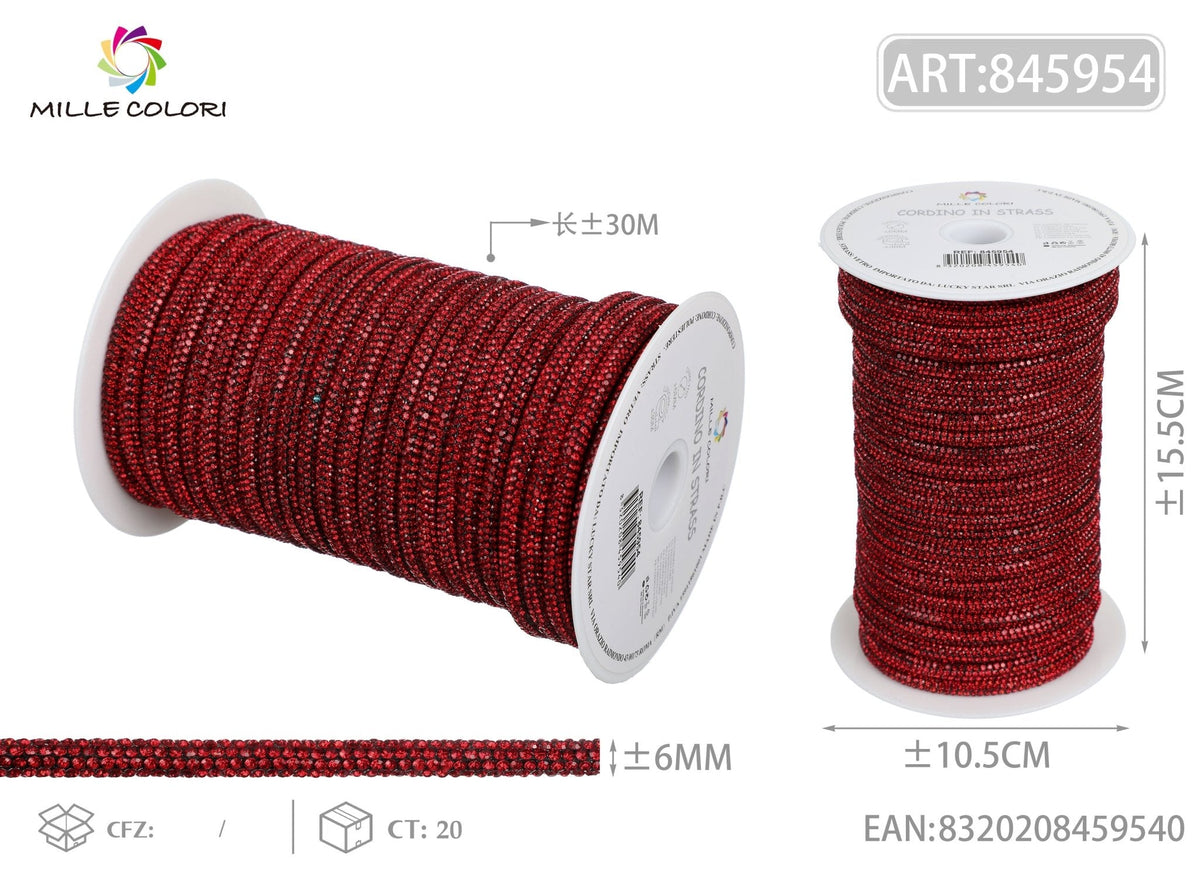 Rosso – Cordino Strass 3,5 mm/30 m – Tutti i Colori – Immagine 4 di 4