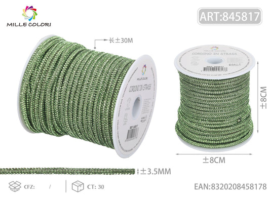 Cordino Strass Verde per Borse Handmade – Rotolo 30 Metri | Mille Colori - WE MAKE DIY - MILLE COLORI