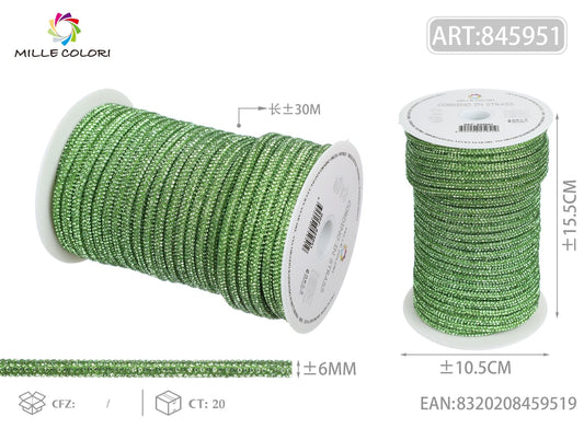 Cordino Strass Verde per Borse Handmade – Rotolo 30 Metri | Mille Colori - WE MAKE DIY - MILLE COLORI