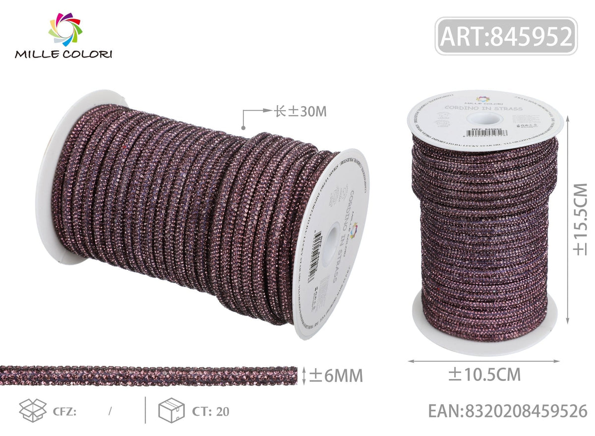 Viola – Cordino Strass 3,5 mm/30 m – Tutti i Colori – Immagine 4 di 4