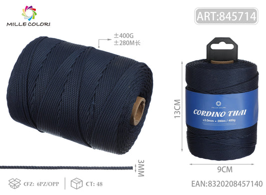CORDINO THAI BLU SCURO 3MM 300M 400G - MILLE COLORI - WE MAKE DIY - MILLE COLORI