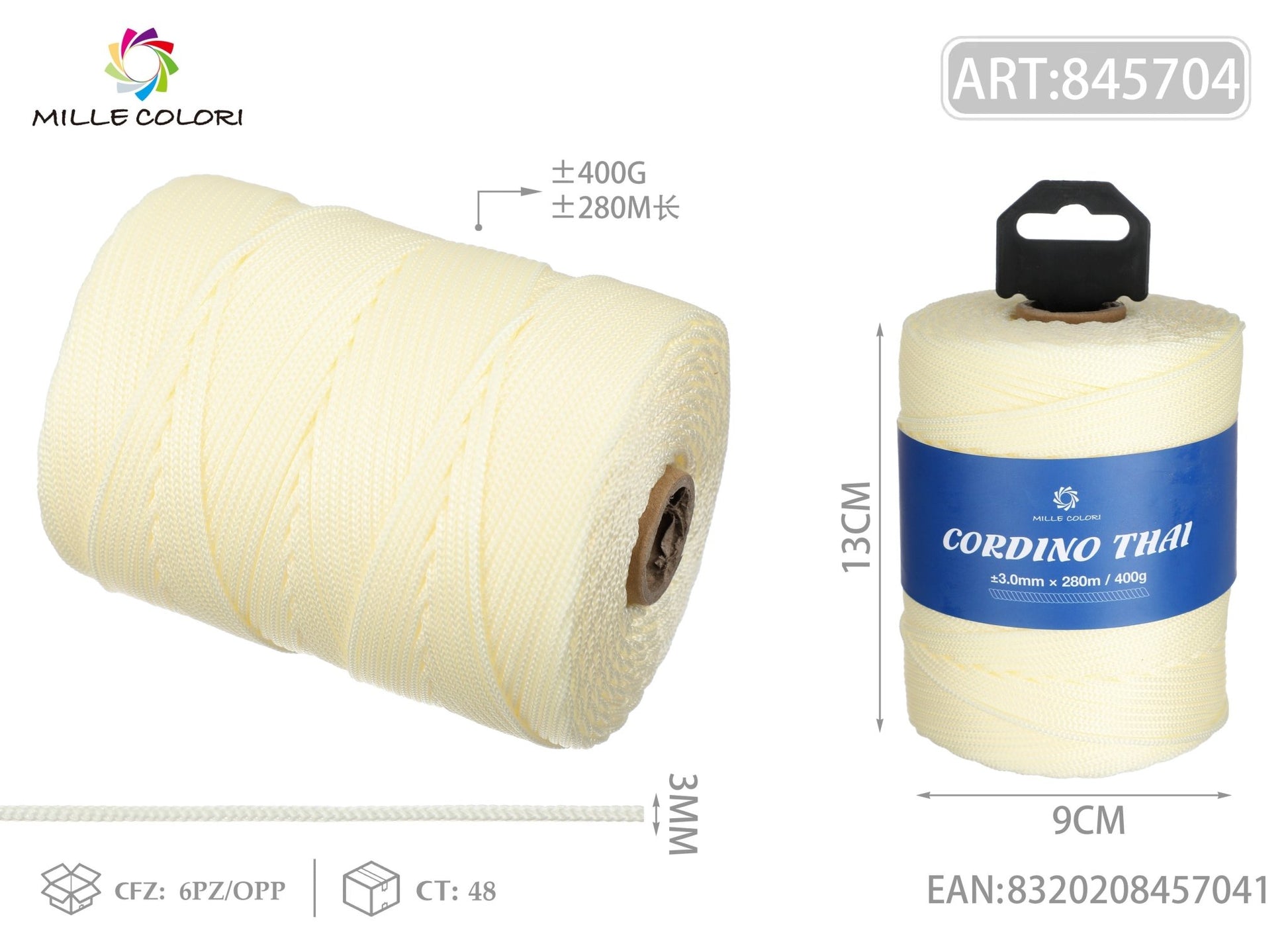 CORDINO THAI PANNA 3MM 300M 400G - MILLE COLORI - WE MAKE DIY - MILLE COLORI