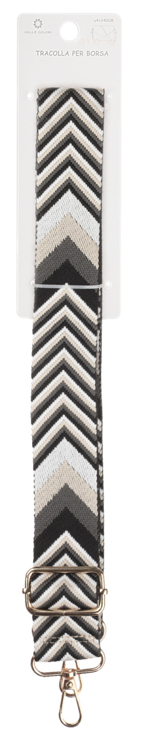 Tracolla Regolabile per Borsa Cinturino con Motivo Chevron, Ganci in Metallo-140cm/4cm