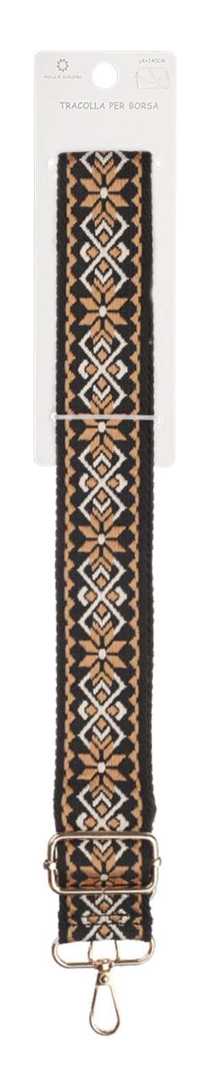 Tracolla Regolabile per Borsa Cinturino Stile Etnico in Tessuto， Ganci in Metallo -140cm/4cm