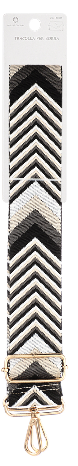 Tracolla Regolabile per Borsa – Cinturino con Motivo a Freccia Chevron,  Ganci in Metallo-140cm/5cm