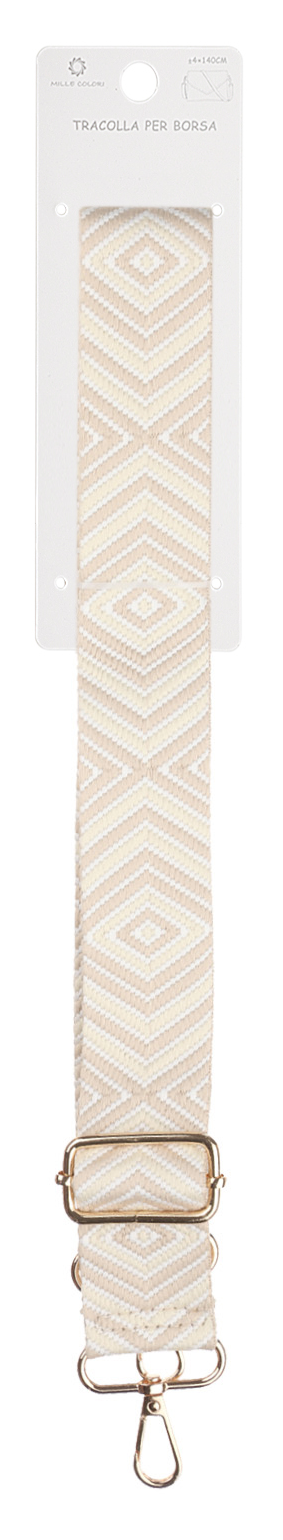 Tracolla Regolabile per Borsa  Cinturino con Motivo Geometrico a Rombo, Ganci in Metallo -140cm/4cm