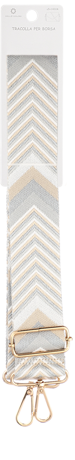 Tracolla Regolabile per Borsa – Cinturino con Motivo a Freccia Chevron,  Ganci in Metallo-140cm/5cm