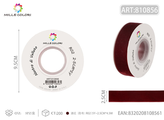 NASTRO IN VELLUTO - ROSSO BORDEAUX