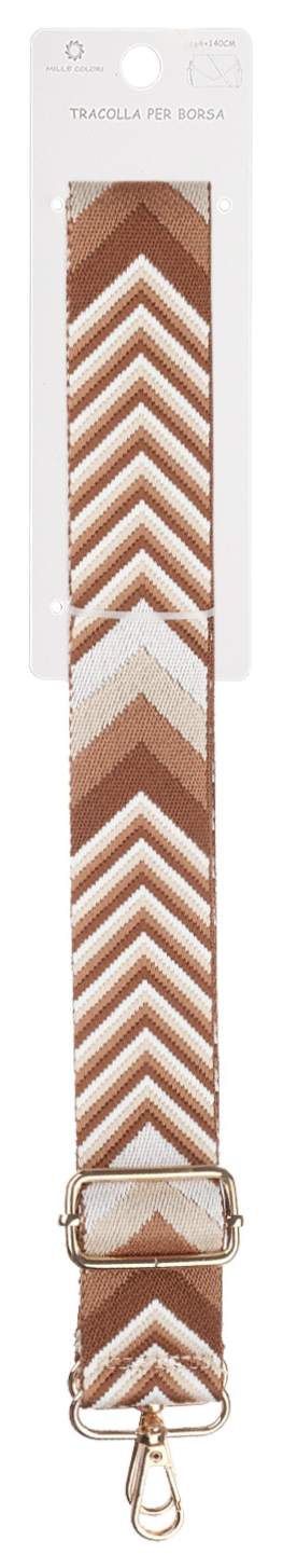 Tracolla Regolabile per Borsa Cinturino con Motivo Chevron, Ganci in Metallo-140cm/4cm