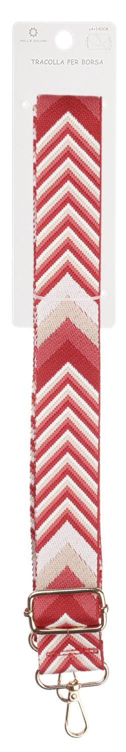 Tracolla Regolabile per Borsa Cinturino con Motivo Chevron, Ganci in Metallo-140cm/4cm