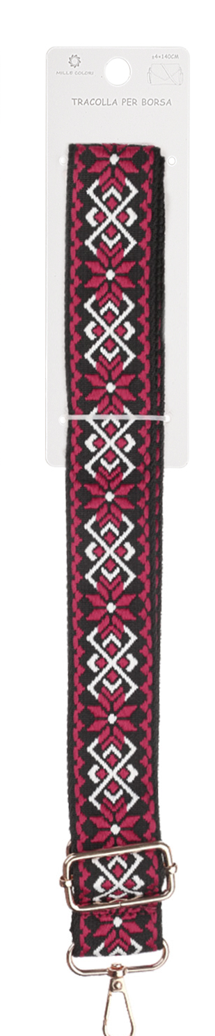 Tracolla Regolabile per Borsa Cinturino Stile Etnico in Tessuto， Ganci in Metallo -140cm/4cm