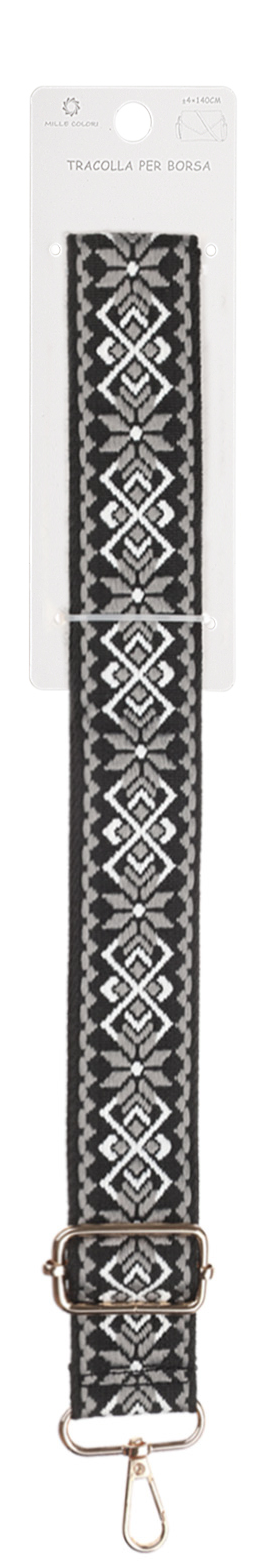 Tracolla Regolabile per Borsa Cinturino Stile Etnico in Tessuto， Ganci in Metallo -140cm/4cm