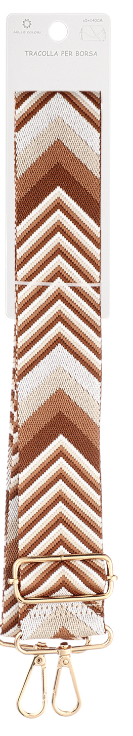 Tracolla Regolabile per Borsa – Cinturino con Motivo a Freccia Chevron,  Ganci in Metallo-140cm/5cm