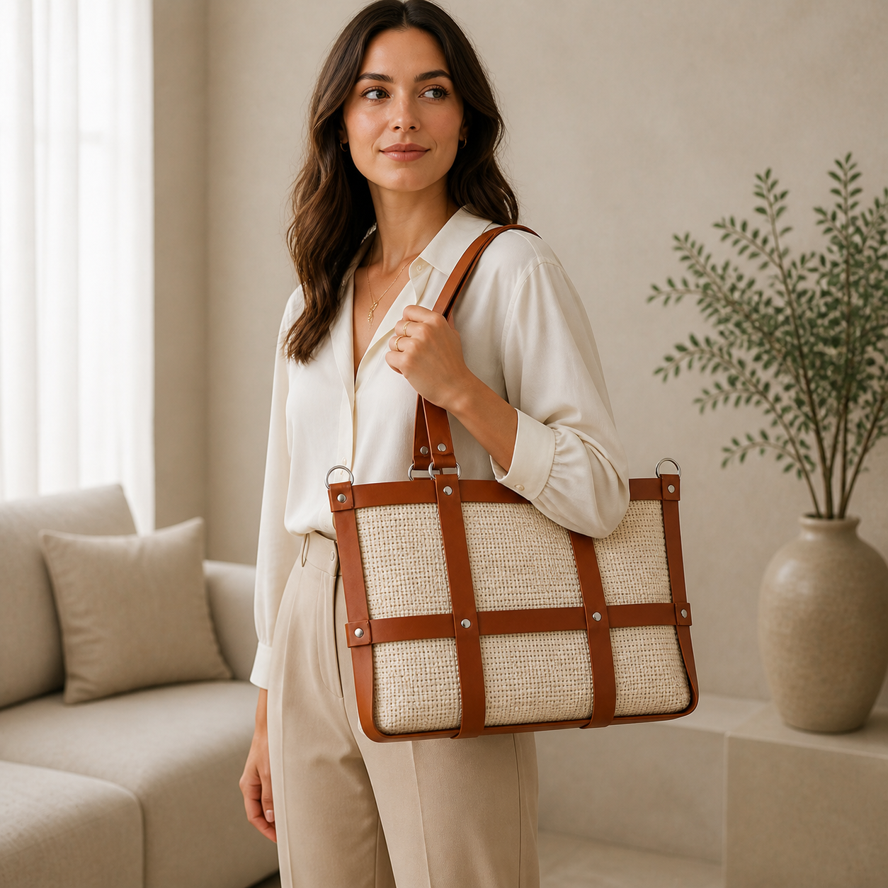 Kit per Borsa Fai da Te con Struttura a Griglia, Manici e Componenti in Ecopelle | Mille Colori