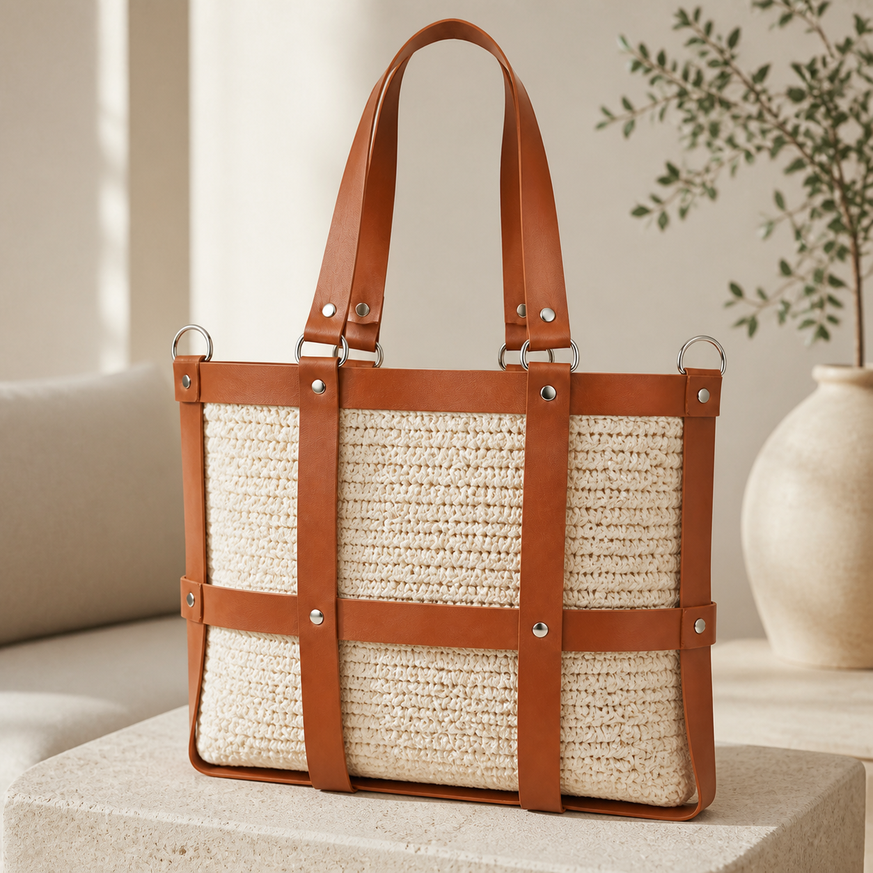 Kit per Borsa Fai da Te con Struttura a Griglia, Manici e Componenti in Ecopelle | Mille Colori