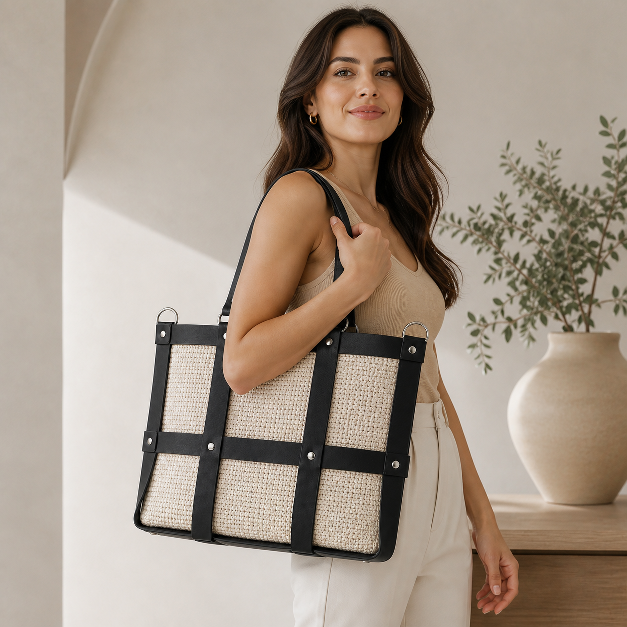 Kit per Borsa Fai da Te con Struttura a Griglia, Manici e Componenti in Ecopelle | Mille Colori