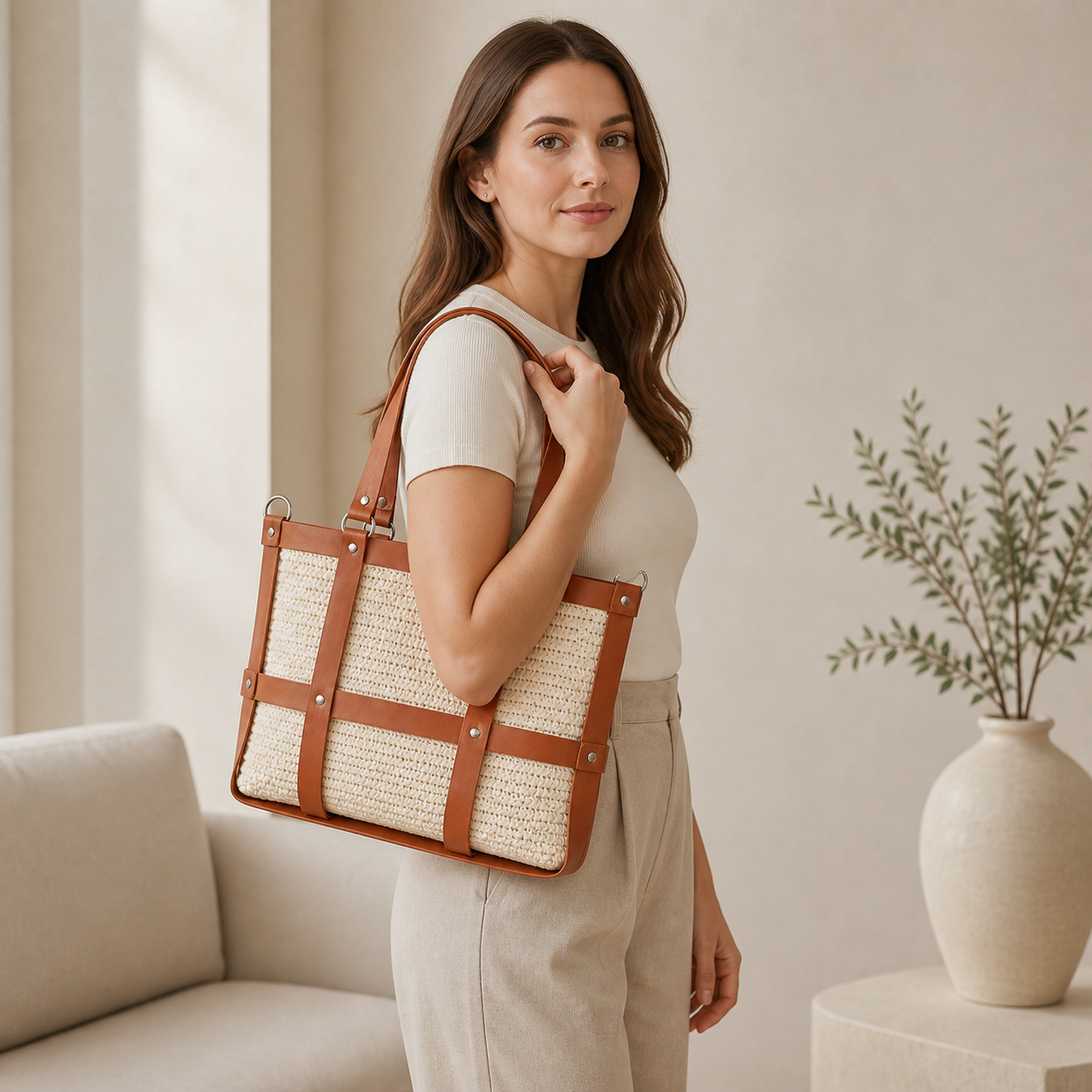 Kit per Borsa Fai da Te con Struttura a Griglia, Manici e Componenti in Ecopelle | Mille Colori