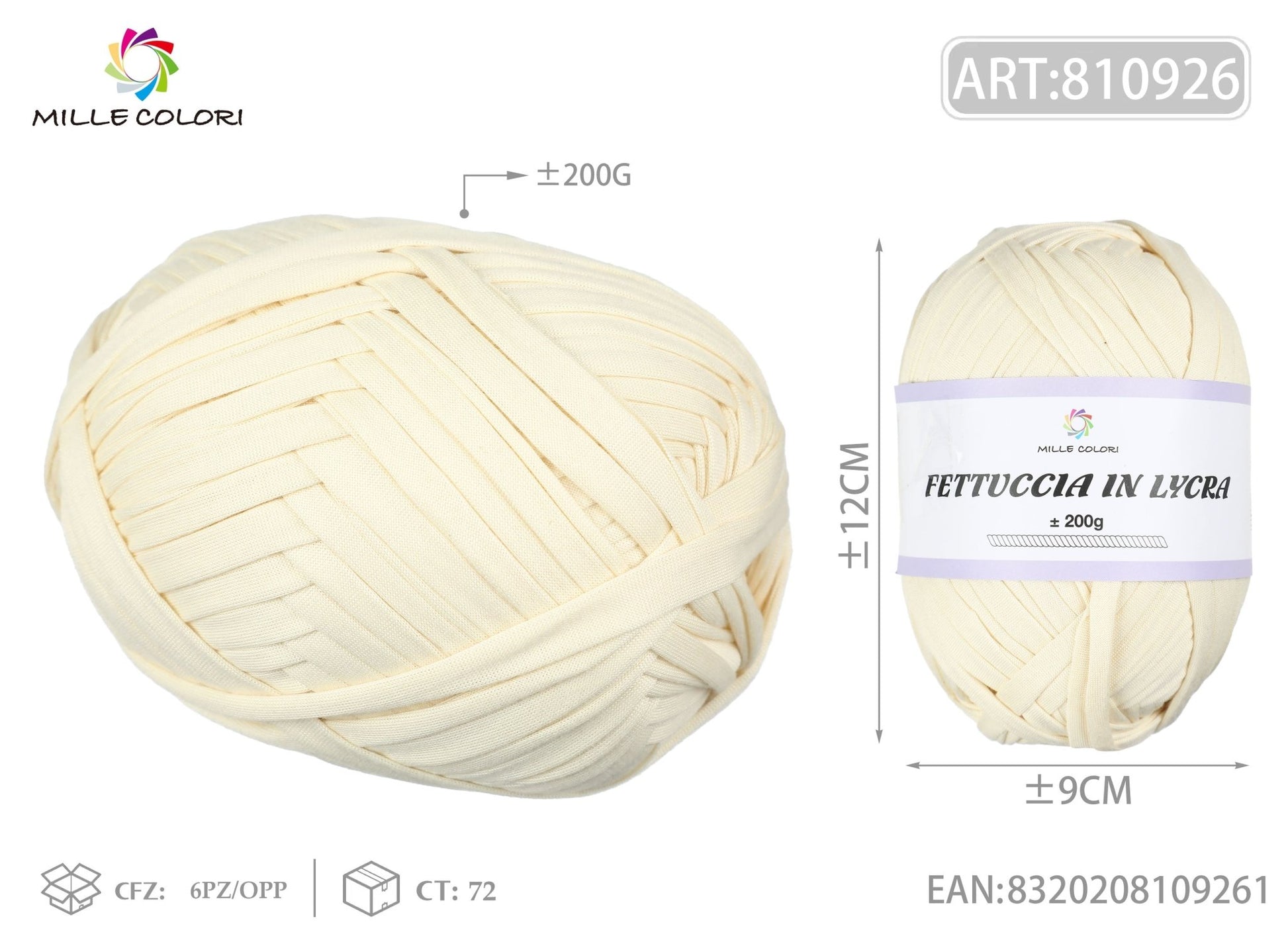 FETTUCCIA IN LYCRA 200G BEIGE - WE MAKE DIY - MILLE COLORI