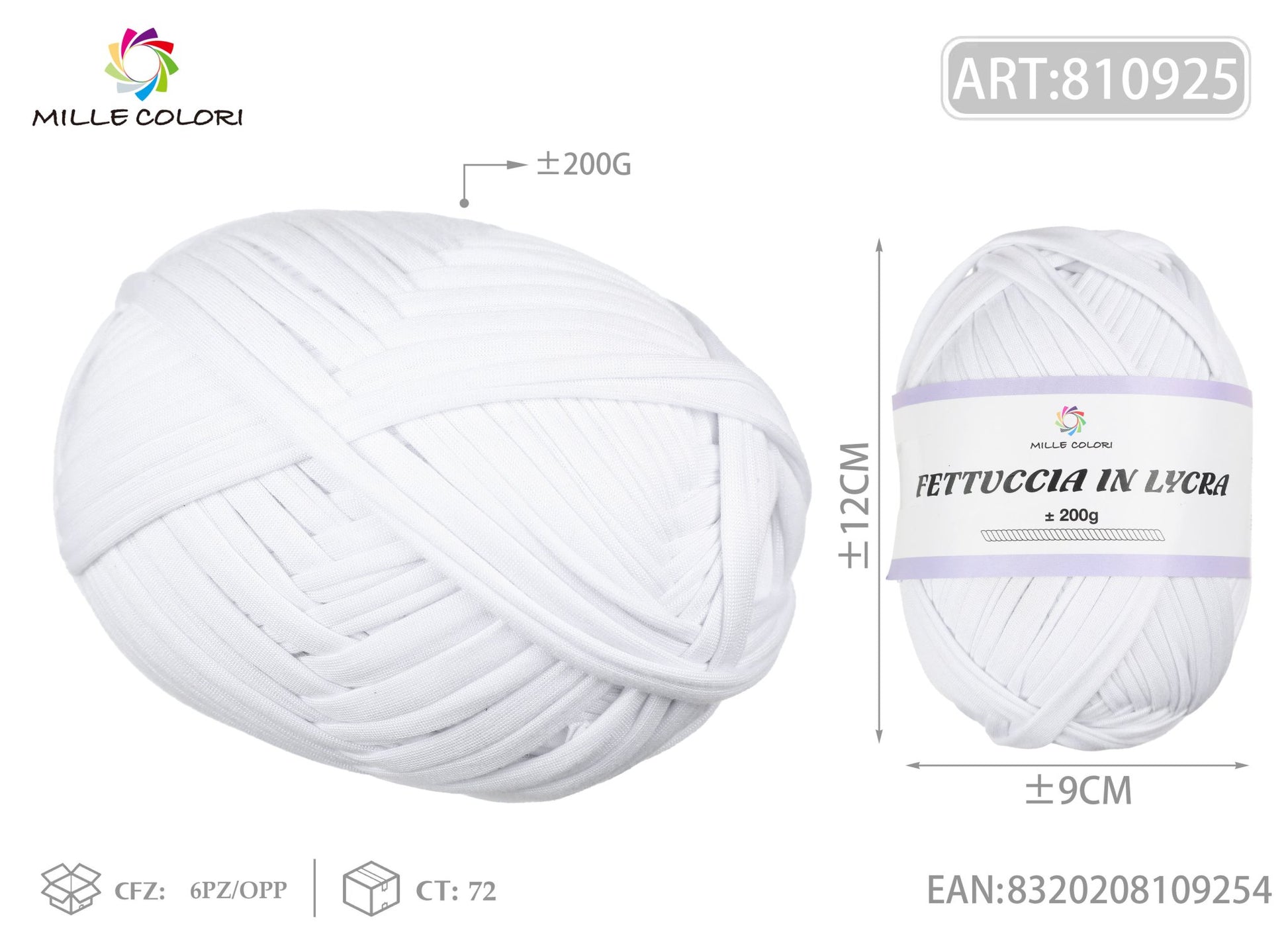 FETTUCCIA IN LYCRA 200G BIANCO - WE MAKE DIY - MILLE COLORI