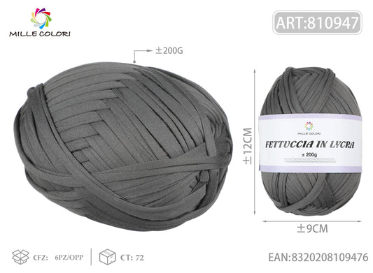 FETTUCCIA IN LYCRA 200G GRIGIO SCURO - WE MAKE DIY - MILLE COLORI
