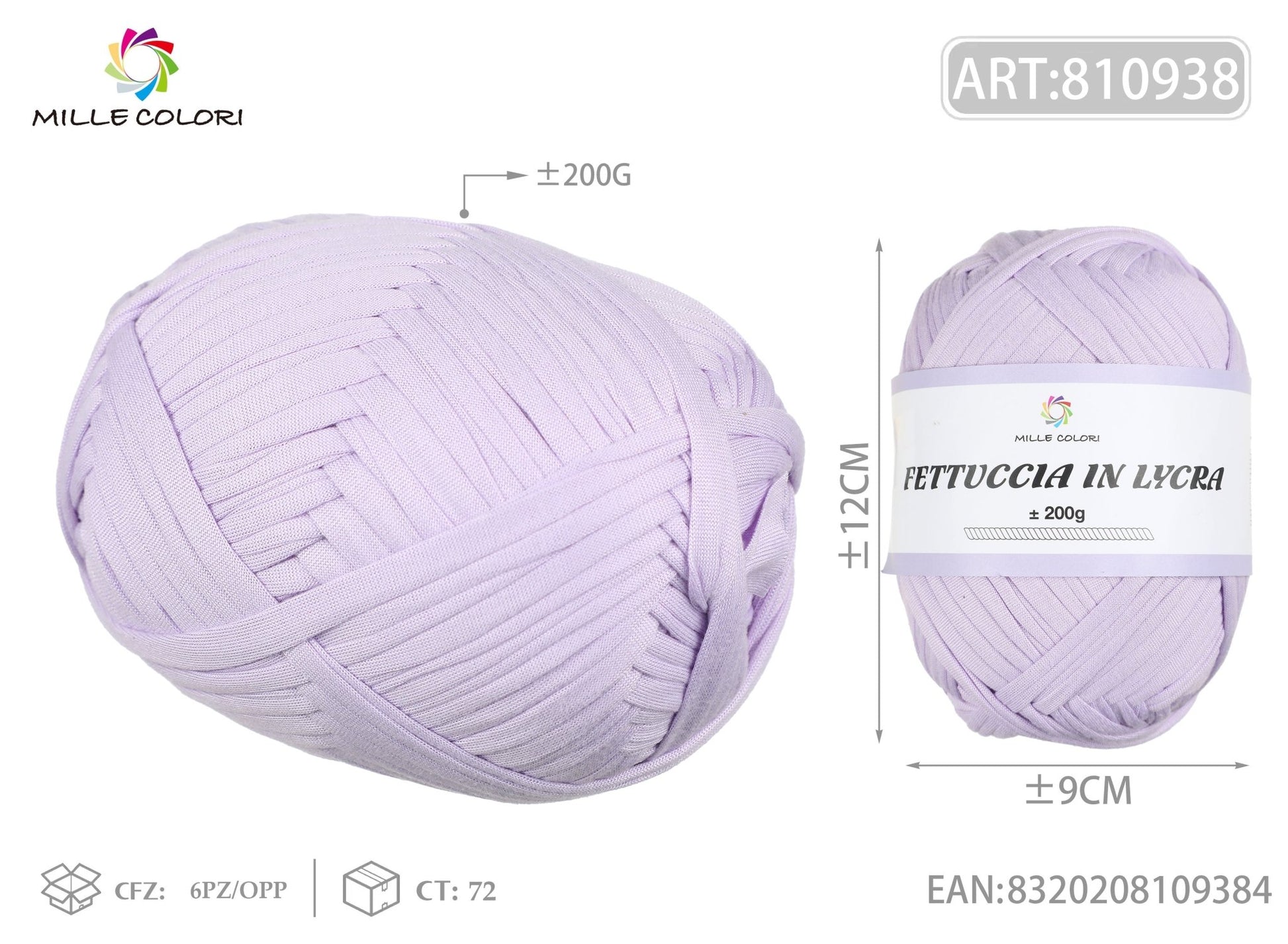 FETTUCCIA IN LYCRA 200G LILLA CHIARO - WE MAKE DIY - MILLE COLORI