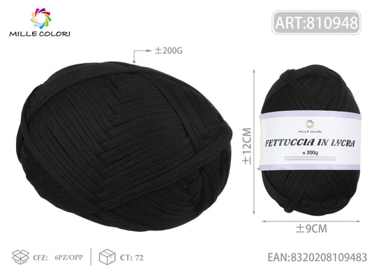FETTUCCIA IN LYCRA 200G NERO - WE MAKE DIY - MILLE COLORI