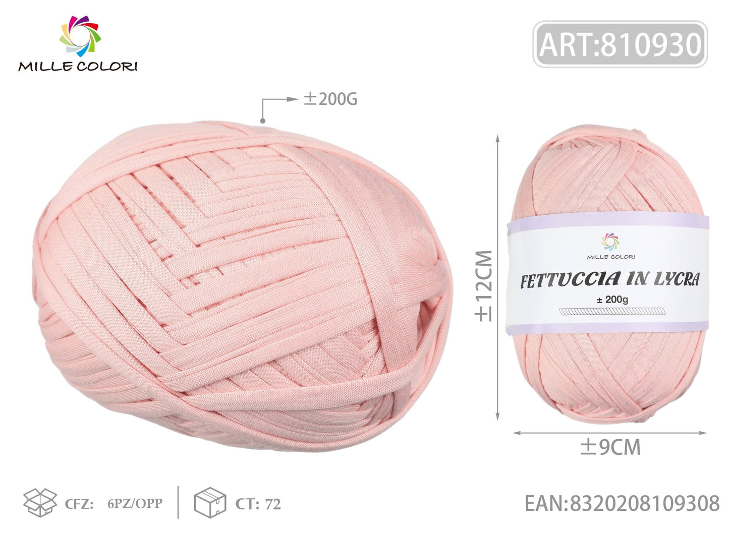 FETTUCCIA IN LYCRA 200G ROSA CARNE - WE MAKE DIY - MILLE COLORI
