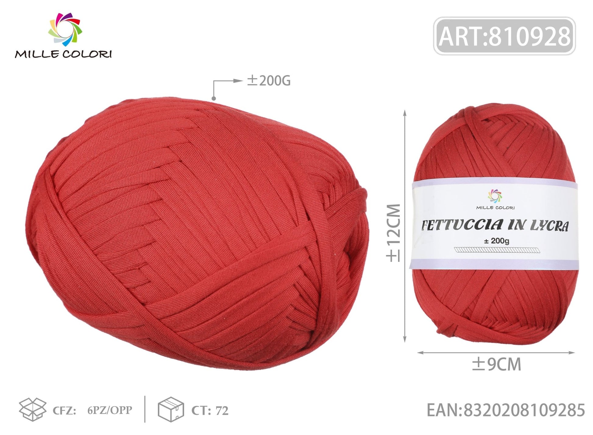 Fettuccia in Lycra 200g Rosso Mille Colori per borse e accessori handmade