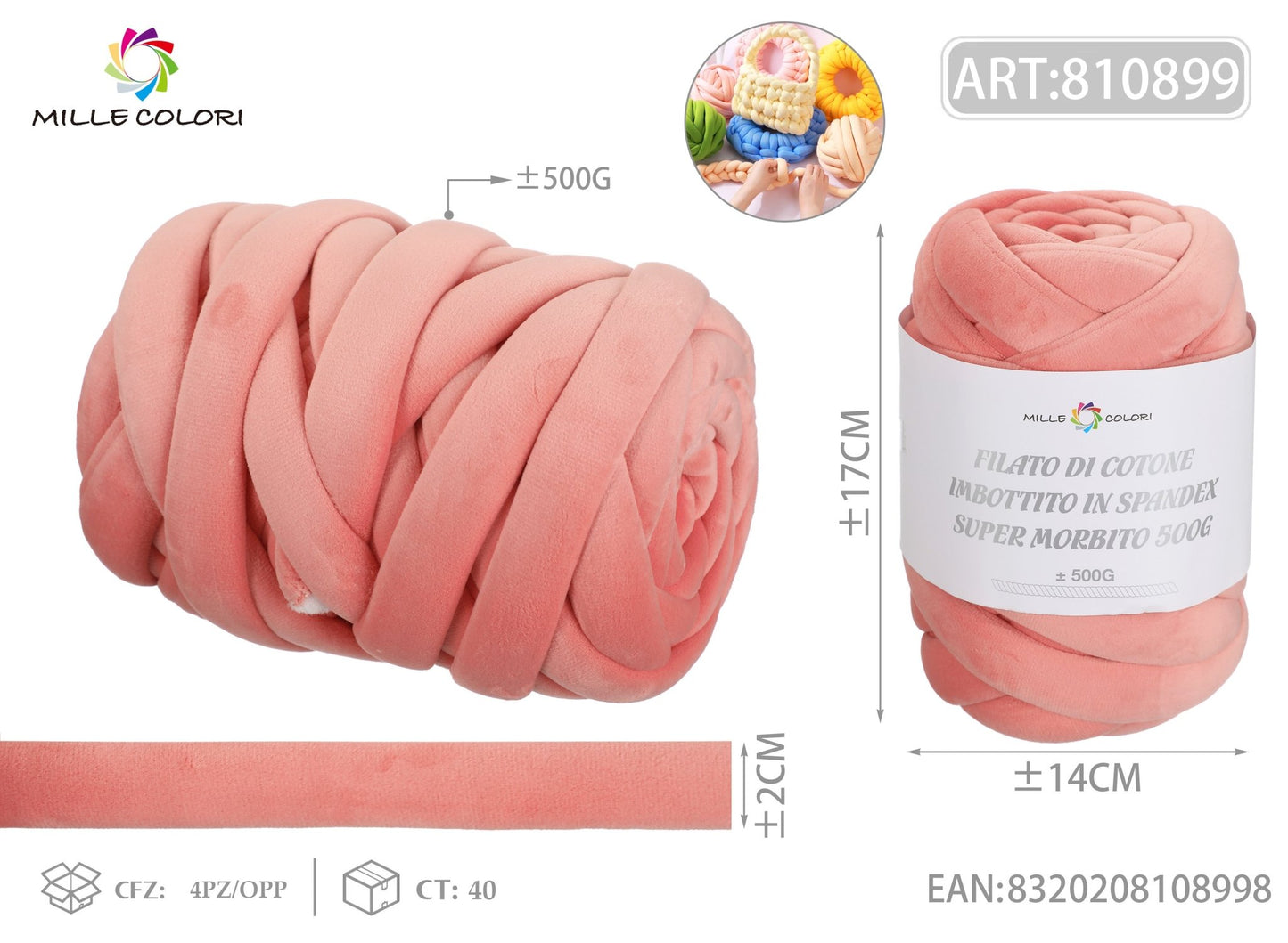 Filato Marshmellow Velluto 500g Corallo Chiaro Mille Colori per borse handmade