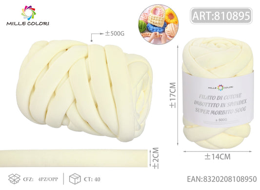 Filato Marshmellow Velluto 500g Giallo Crema Mille Colori per borse handmade