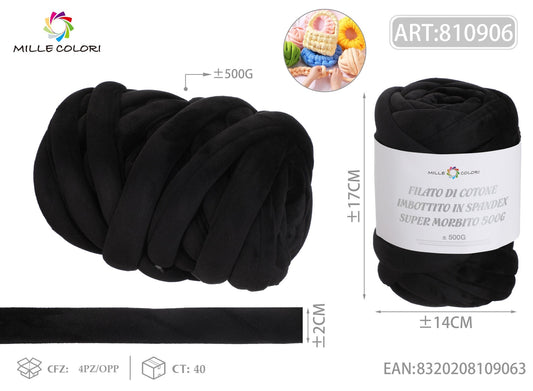 Filato Marshmellow Velluto 500g Nero Mille Colori per borse handmade