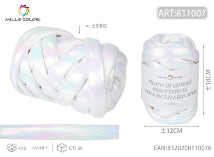 Bianco – Filato Marshmallow Metallizzato 300 g – Tutti i Colori – Immagine 1 di 2