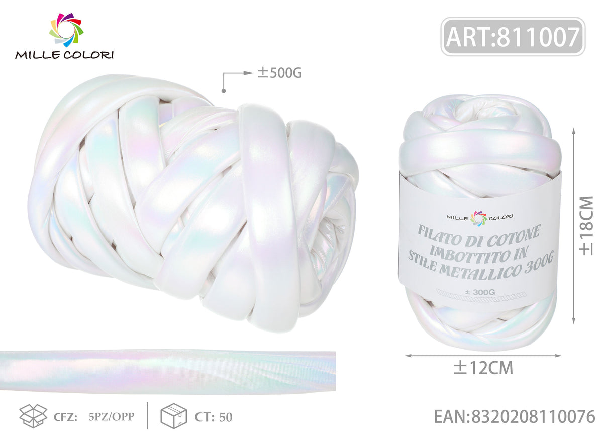 Bianco – Filato Marshmallow Metallizzato 500 g – Tutti i Colori – Immagine 2 di 2