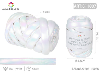 Bianco – Filato Marshmallow Metallizzato 500 g – Tutti i Colori – Immagine 2 di 2