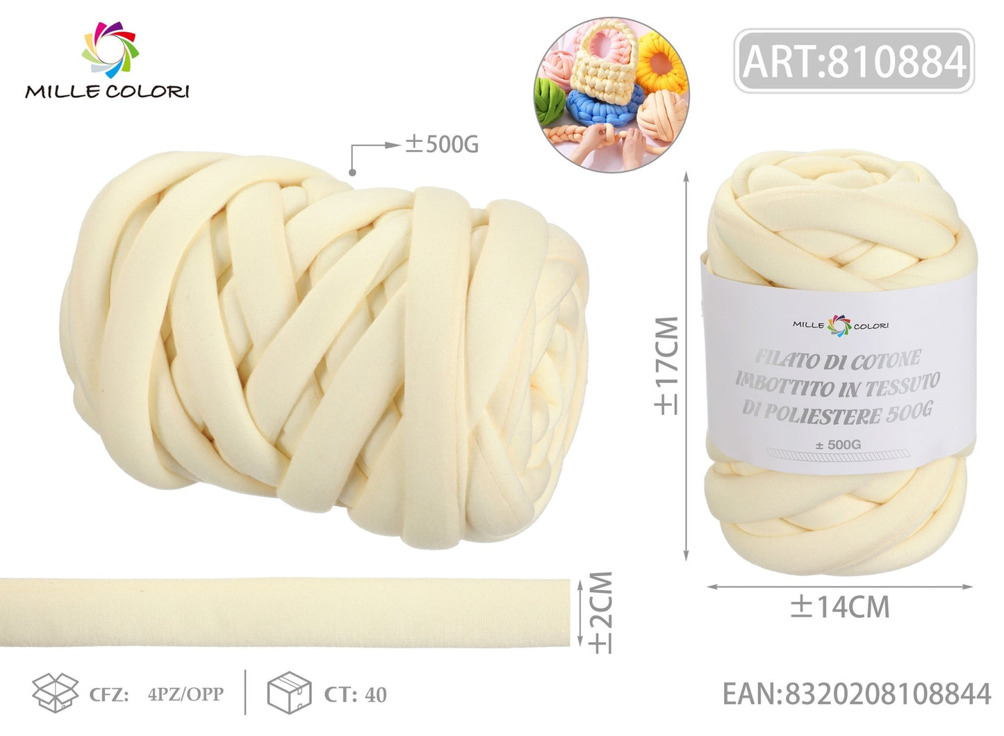 Filato Marshmellow 500g Giallo Pastello Mille Colori per borse handmade