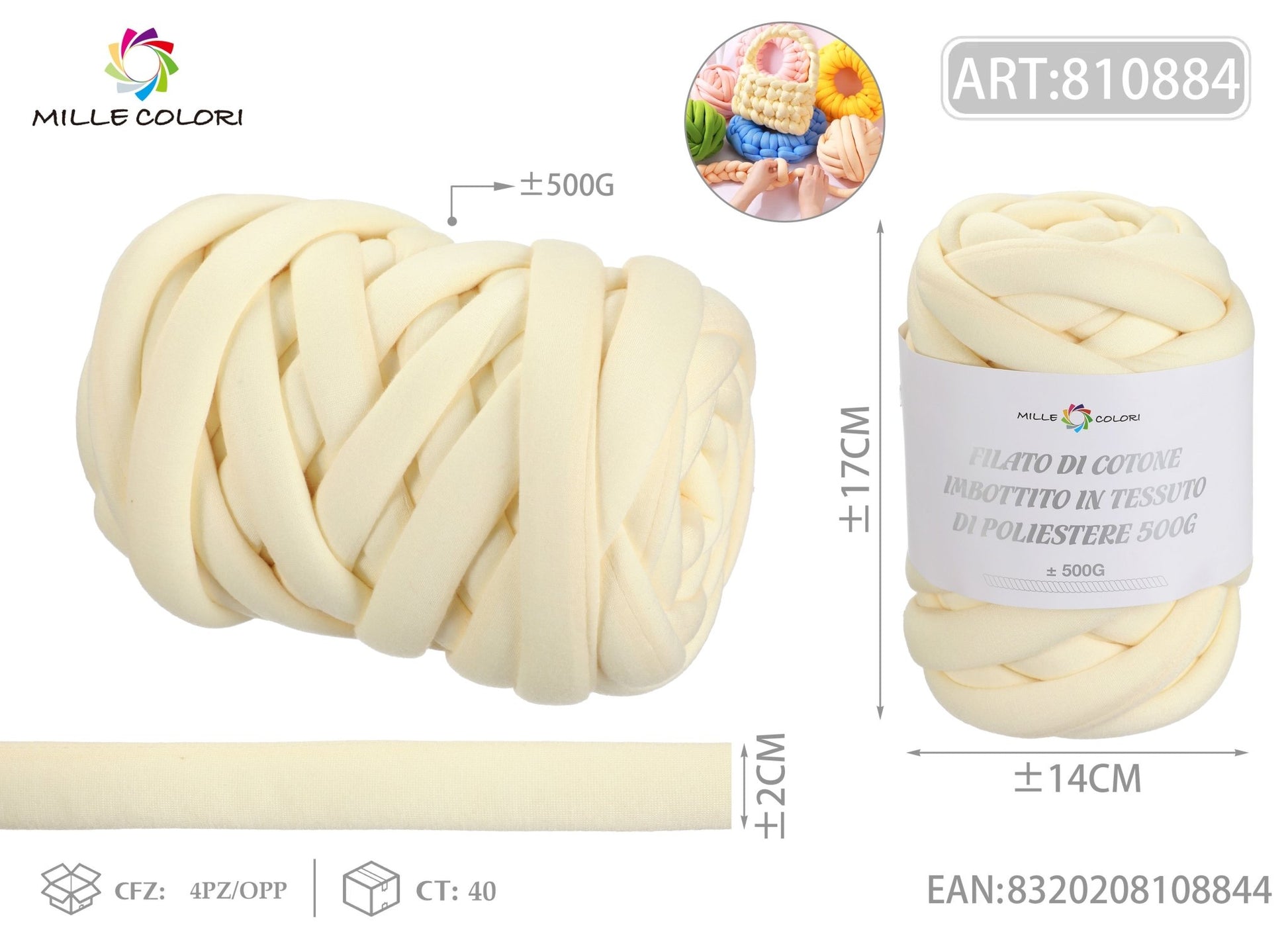 Filato Marshmellow 500g Giallo Pastello Mille Colori per borse handmade
