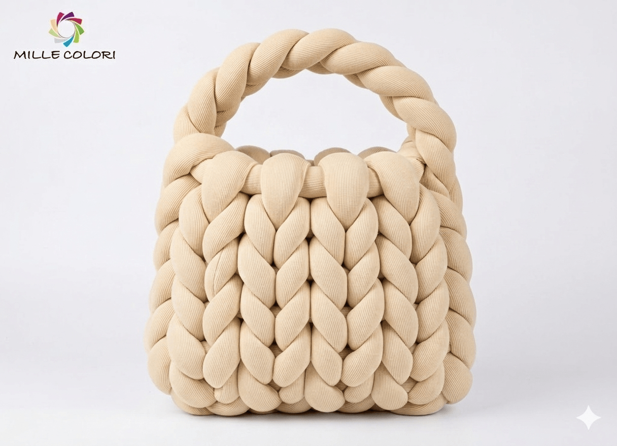 Filato Marshmallow a Coste 500g Beige per Borse Fai - da - Te – Mille Colori - WE MAKE DIY - MILLE COLORI