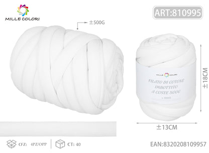 Filato Marshmallow a Coste 500g Bianco per Borse Fai - da - Te – Mille Colori - WE MAKE DIY - MILLE COLORI